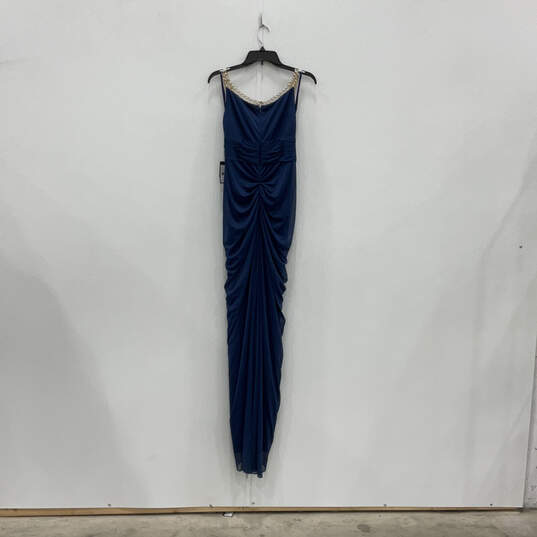 NWT Womens Blue Beaded Sleeveless Greek Goddess Evening Ball Gown Dress Sz 6 image number 1