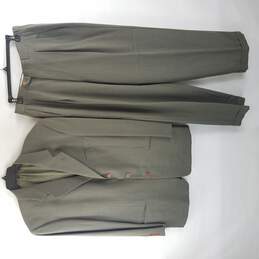 Vintage Giorgio Armani Men Olive Checkered 2 Piece Suit Sport Coat Jacket Blazer Dress Pants M 42