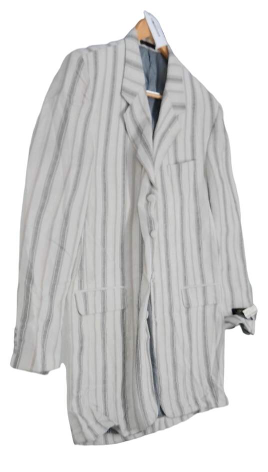 Mens White Gray Striped Long Sleeve 4 Button Blazer Size 42L image number 2