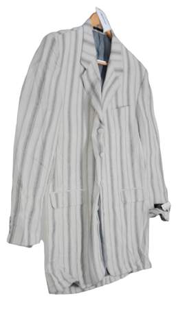 Mens White Gray Striped Long Sleeve 4 Button Blazer Size 42L alternative image