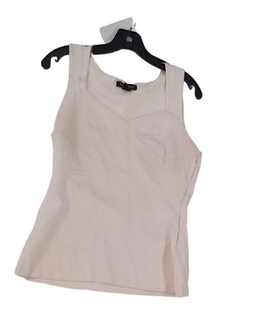 Womens White Sleeveless V Neck Pullover Tank Top Size 12 image number 1