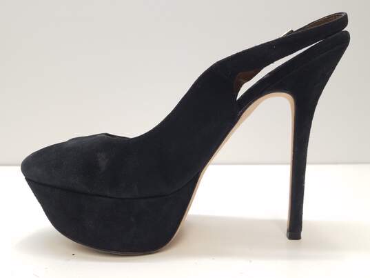 Sam Edelman Novato Black Suede Platform Slingback Peep Toe Pump Heels Shoes Size 9.5 M image number 6