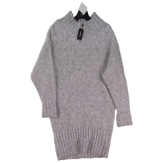 NWT Womens Gray Long Sleeve Mock Neck Pullover Sweater Dress Size Small image number 1
