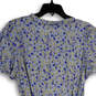 NWT Womens Blue Floral Ruffle Tie Waist Knee Length Wrap Dress Size Medium image number 4