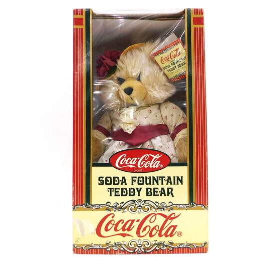 Vintage 1988 Coca-Cola Soda Fountain Plush Teddy Bear Lillian Bearica image number 1
