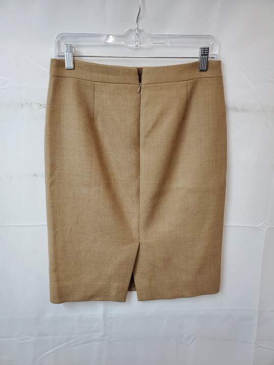 J. Crew Wool Tan Number 2 Pencil Skirt Women's Size 2 image number 3