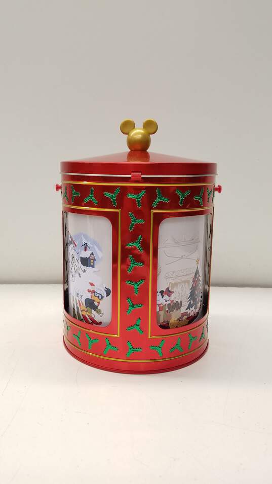 Disney Parks Holiday Christmas Mickey & Friends Musical Tin Popcorn Bucket image number 3