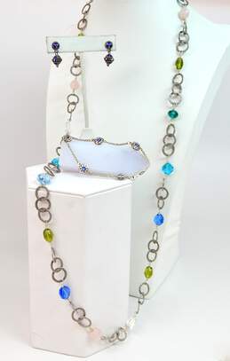 Artisan Sterling Silver Colorful Bead & Enamel Evil Eye Jewelry 51.0g