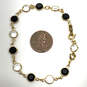 Designer Swarovski Gold-Tone Onyx And Clear Crystals Link Chain Bracelet image number 2