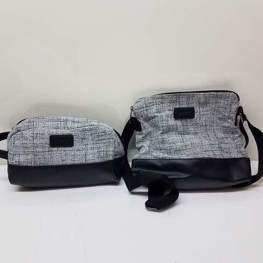 OPAGE Grey Weekender 3pc. Canvas Travel/Duffel Bag Set w/ Crossbody & Toiletries Bags image number 6