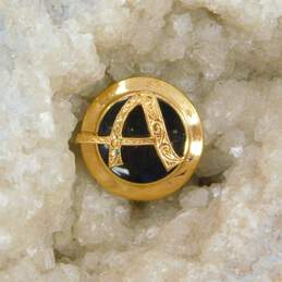 Vintage 10K Yellow Gold A Initial Onyx Pin 3.2g