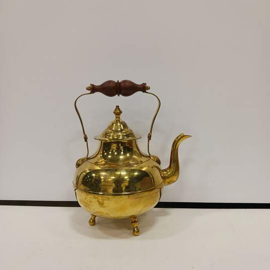 Brass Art Wart Artistic Plain Polish Tea Kettle Made in India IOB image number 2