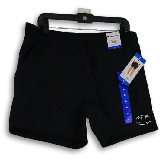 NWT Womens Black Elastic Waist Pockets Drawstring Athletic Shorts Size L image number 1