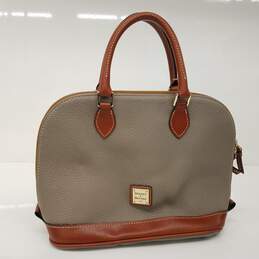 Dooney & Bourke Taupe Leather Top Handle Satchel Bag