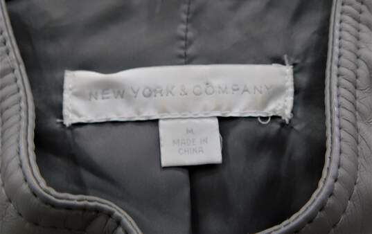 New York and Company Women's Long Sleeve Grey Leather Sweatshirt image number 2