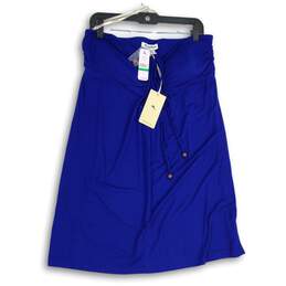 NWT Tommy Bahama Womens Blue Drawstring Waist Flat Front A-Line Skirt Size L