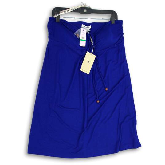 NWT Tommy Bahama Womens Blue Drawstring Waist Flat Front A-Line Skirt Size L image number 1