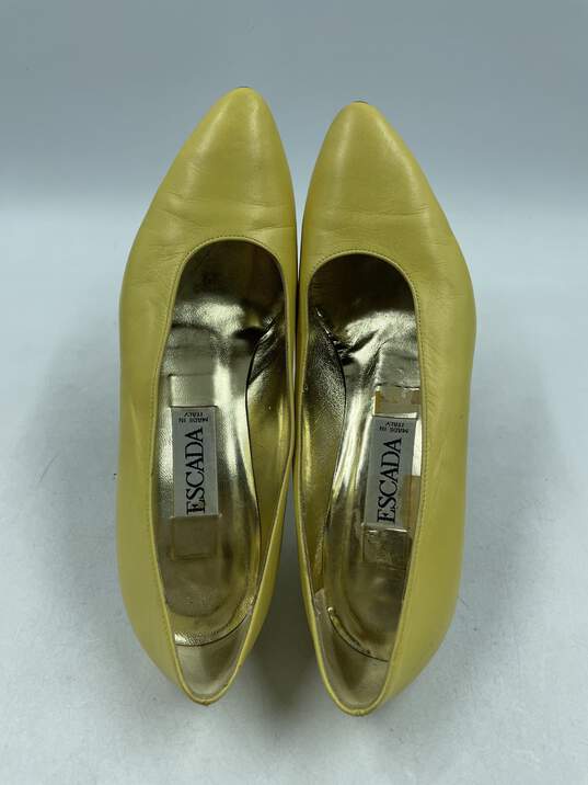 Authentic Vtg Escada Yellow Pumps W 5B image number 6