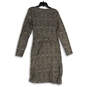 Womens Gold Batik Print Ruched Asymmetric Wrap Hem Sheath Dress Size XL image number 2