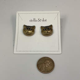Designer Stella & Dot Gold-Tone Rhinestone Owl Fashionable Stud Earrings alternative image