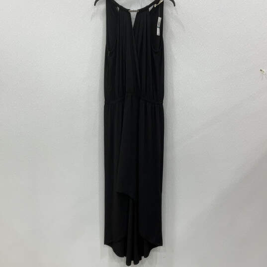NWT Womens Black Pleated Sleeveless Keyhole Neck Back Zip Maxi Dress Sz 0X image number 1