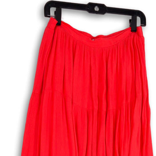 Womens Red Pleated Front Elastic Waist Pull-On Maxi Skirt Size Large image number 3