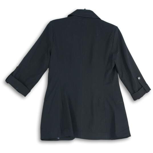 NWT Tahari Womens Black Notch Lapel Roll Tab Open Front Blazer Size 6 image number 2