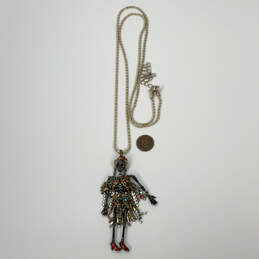 Designer Betsey Johnson Gold-Tone Rope Chain Skeleton Pendant Necklace alternative image