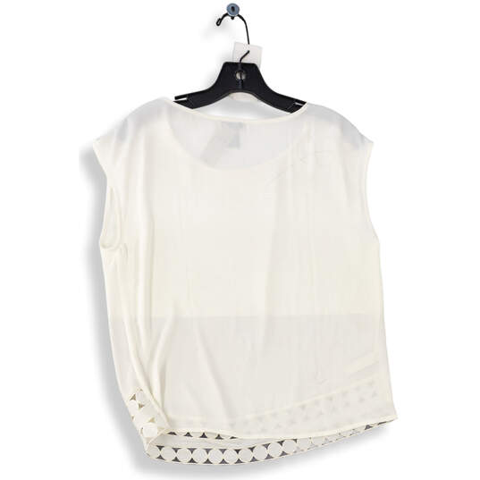 NWT Womens White Sleeveless Round Neck Pullover Blouse Top Size XS image number 2