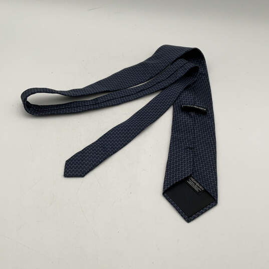 NWT Mens Blue Geometric Silk Adjustable Pointed Designer Neck Tie image number 2