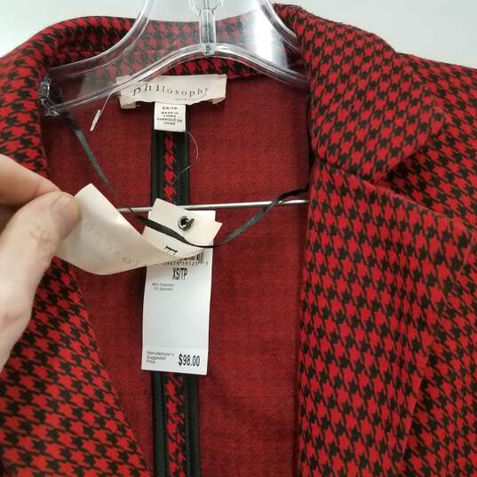 Philosophy Red & Black Houndstooth Jacket NWT Size XS image number 2