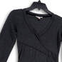 Womens Gray Ruched Long Sleeve V-Neck Knee Length Sheath Dress Size XXS image number 3