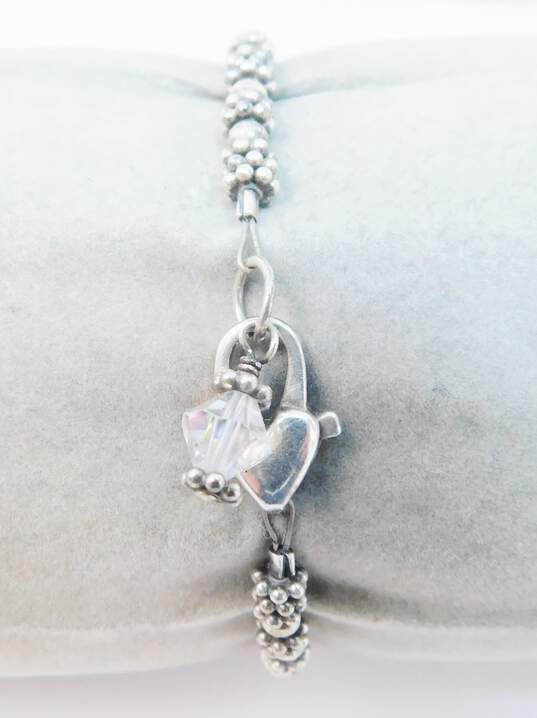 Artisan 925 Sterling Silver Knot Stud Earrings Glass Pendant Necklace & Beaded Bracelets 27.2g image number 6