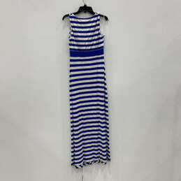 Womens Blue White Chevron Sleeveless V-Neck Pullover Maxi Dress Size M alternative image