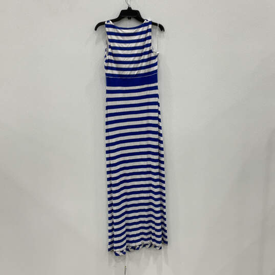 Womens Blue White Chevron Sleeveless V-Neck Pullover Maxi Dress Size M image number 2