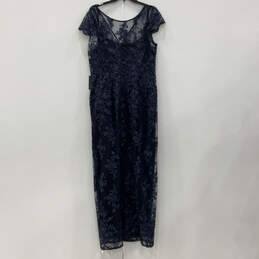 NWT Womens Navy Blue Corded Lace Short Sleeve Maxi Dress Size 14 alternative image