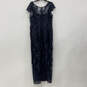 NWT Womens Navy Blue Corded Lace Short Sleeve Maxi Dress Size 14 image number 2