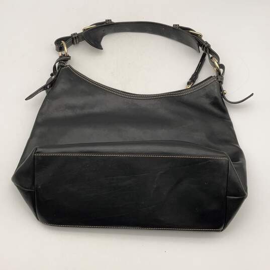 Dooney & Bourke Womens Black Leather Adjustable Strap Outer Pockets Hobo Bag image number 2