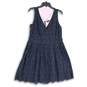 NWT Womens Navy Blue Sleeveless V-Neck Back Zip Fit And Flare Dress Size 14 image number 1