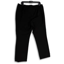 Womens Black Pleated Front Straight Leg Ankle Pants Size 16 W alternative image