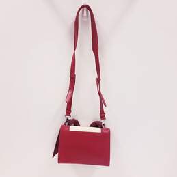 Charles & Keith Leather Canvas Knotted Strap Satchel Red Cream alternative image