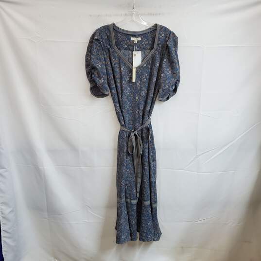 Max Studio Blue Floral Patterned Belted Dress WM Size L NWT image number 3
