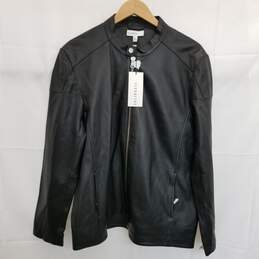Men's Calibrate Black Leather Zip Up Biker Style Jacket Size Large NWT
