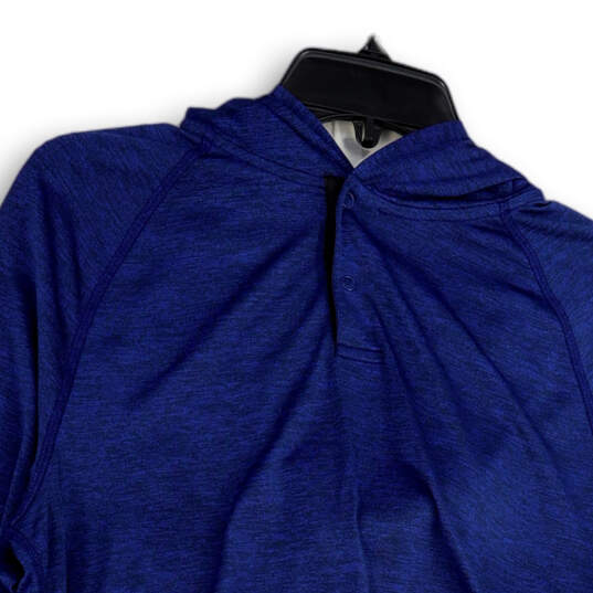 Mens Blue Long Sleeve Stretch Snap Front Hooded Pullover T-Shirt Size M image number 3