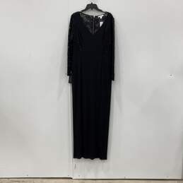 NWT Ann Taylor Womens Black Lace Long Sleeve Back Zip Maxi Dress Size 10
