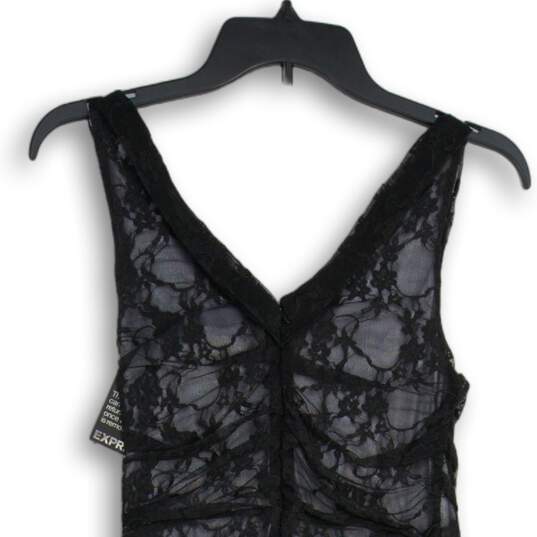 NWT Express Womens Black Lace Sleeveless V-Neck Back Zip Mini Dress Size 4 image number 4