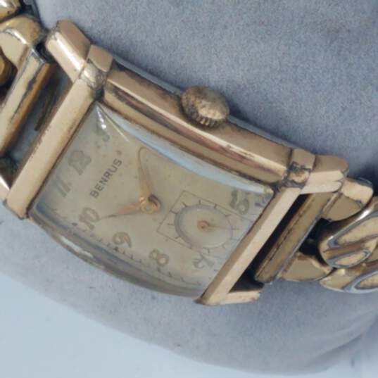 Benrus GP 17 Jewels Gold Tone Tank Vintage Watch image number 3