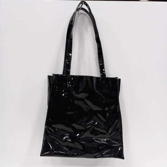 WHBM Black Shiny "Feel Beautiful" Tote Bag image number 3