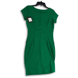 NWT Womens Green Short Sleeve Back Zip Knee Length Sheath Dress Size 4 alternative image