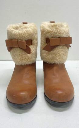 Belle Brown Fur Leather Ankle Boots Shoes Women's Size 8 alternative image